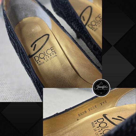 Dolce by Pierre Vintage and Rare Black Foxy Sequin Beaded Pumps/Heels Size 7M - Picture 9 of 16